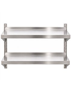 Commercial Stainless Steel Adjustable 2-Tier Wall Mounted Shelf 1400 x 400 x 700mm | Stalwart DA-QNH44048