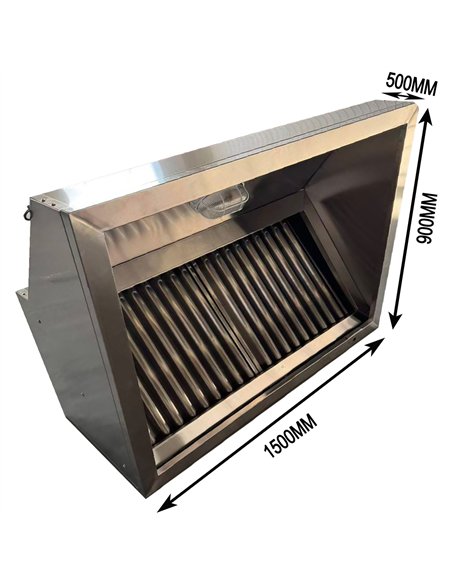 Commercial Stainless Steel Extraction Canopy Hood 1500 x 900 x 500mm | Stalwart DA-QNH7704