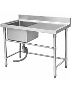 Commercial Stainless Steel Sink Table for Rack Conveyor Dishwasher Left Side 1000 x 760 x 880mm | Stalwart DA-DAVS130