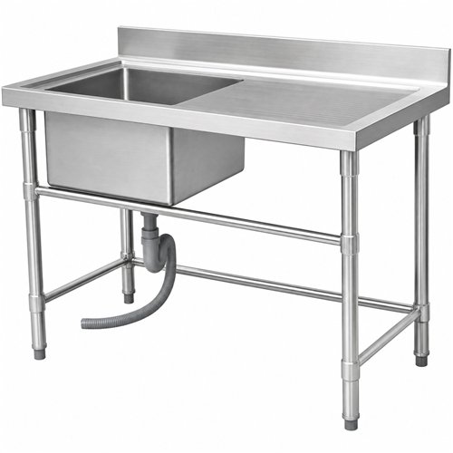 Commercial Stainless Steel Sink Table for Rack Conveyor Dishwasher Left Side 1000 x 760 x 880mm | Stalwart DA-DAVS130