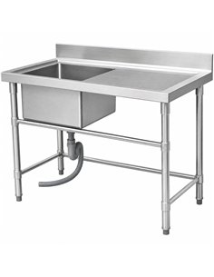Commercial Stainless Steel Sink Table for Rack Conveyor Dishwasher Right Side 1000 x 760 x 880mm | Stalwart DA-DAVS132