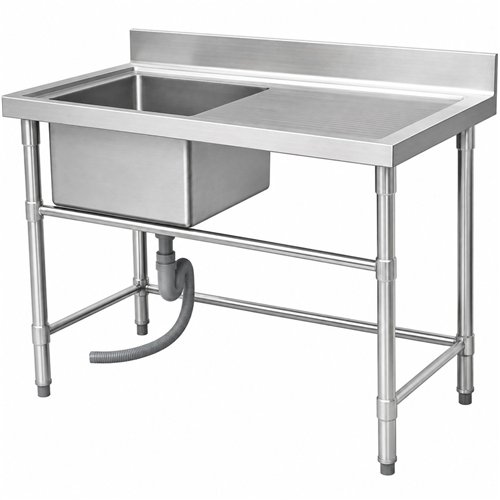 Commercial Stainless Steel Sink Table for Rack Conveyor Dishwasher Right Side 1000 x 760 x 880mm | Stalwart DA-DAVS132