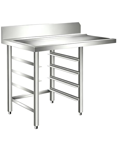 Commercial Stainless Steel Worktable for Rack Conveyor Dishwasher Left Side 1000 x 760 x 880mm | Stalwart DA-DAVS136
