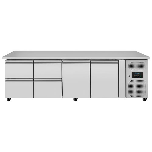 Commercial Refrigerated Counter 616L 2 Doors 4 Drawers GN1/1 2230 x 700 x 860mm | Stalwart DA-THP4140TNEC