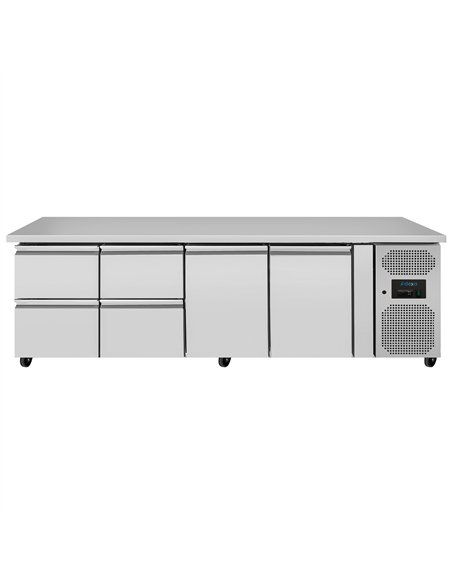 Commercial Refrigerated Counter 616L 2 Doors 4 Drawers GN1/1 2230 x 700 x 860mm | Stalwart DA-THP4140TNEC