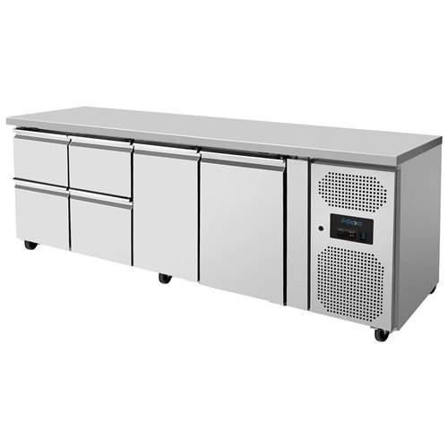 Commercial Refrigerated Counter 616L 2 Doors 4 Drawers GN1/1 2230 x 700 x 860mm | Stalwart DA-THP4140TNEC