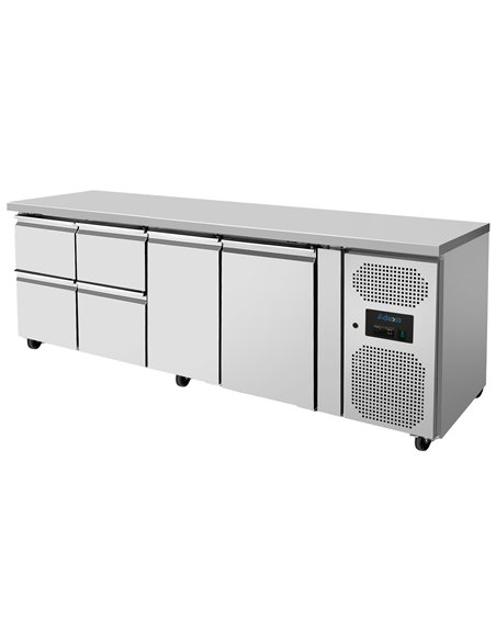 Commercial Refrigerated Counter 616L 2 Doors 4 Drawers GN1/1 2230 x 700 x 860mm | Stalwart DA-THP4140TNEC