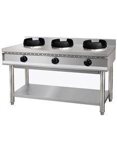 Commercial 3 Burner Gas Wok Cooker 36kW 1500 x 600 x 1140mm | Stalwart DA-THRZC03