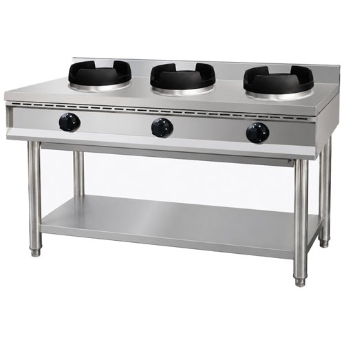 Commercial 3 Burner Gas Wok Cooker 36kW 1500 x 600 x 1140mm | Stalwart DA-THRZC03