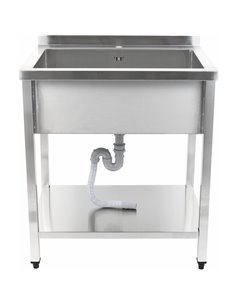 Commercial Pot Wash Sink Stainless steel 1 bowl Splashback Bottom shelf 1000x600x900mm Square legs | Stalwart DA-PSA10060U 2