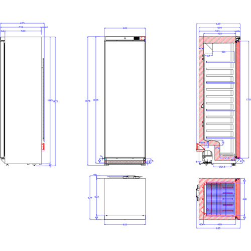 400lt Commercial Freezer Upright cabinet Single door Black | Stalwart DA-DWF400BC