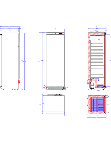 400lt Commercial Freezer Upright cabinet Single door Black | Stalwart DA-DWF400BC