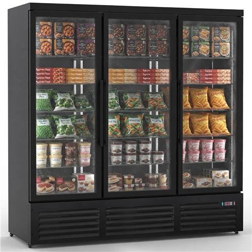 Commercial Display Freezer with Triple Glass door 1450 litres Black | Stalwart DA-KXD1880BLACK