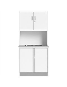 Heavy Duty Steel Upright Cabinet with Integrated Sink and 4 Doors, 1850x900mm White | Stalwart DA-JYM4WHITE
