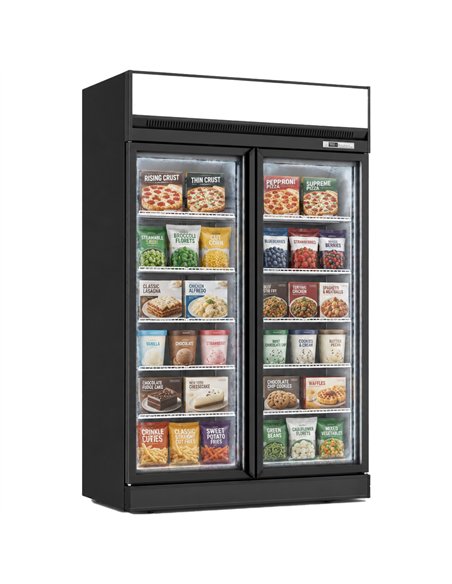 Commercial 2 Door Glass Display Freezer 702L Net 1006L Gross -18 to -22°C Frost Free | Stalwart DA-FF555TOP
