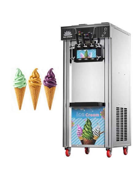 Commercial Floor-Standing Soft Serve Ice Cream Machine 18-20L/H 1300W R290 Twin Flavour | Stalwart DA-ZBBQL268