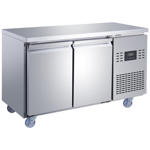 Commercial Refrigerated Counter 2 Door 228L 1349 x 600 x 850mm Fan Assisted Cooling | Stalwart DA-SUP202
