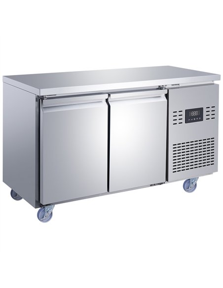 Commercial Refrigerated Counter 2 Door 228L 1349 x 600 x 850mm Fan Assisted Cooling | Stalwart DA-SUP202