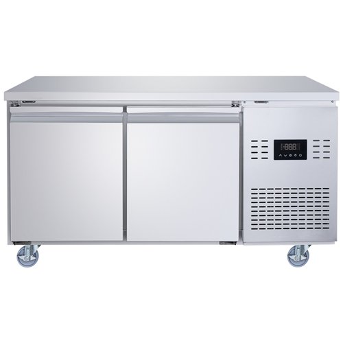 Commercial Refrigerated Counter 2 Door 228L 1349 x 600 x 850mm Fan Assisted Cooling | Stalwart DA-SUP202
