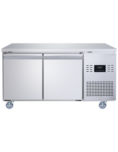 Commercial Refrigerated Counter 2 Door 228L 1349 x 600 x 850mm Fan Assisted Cooling | Stalwart DA-SUP202