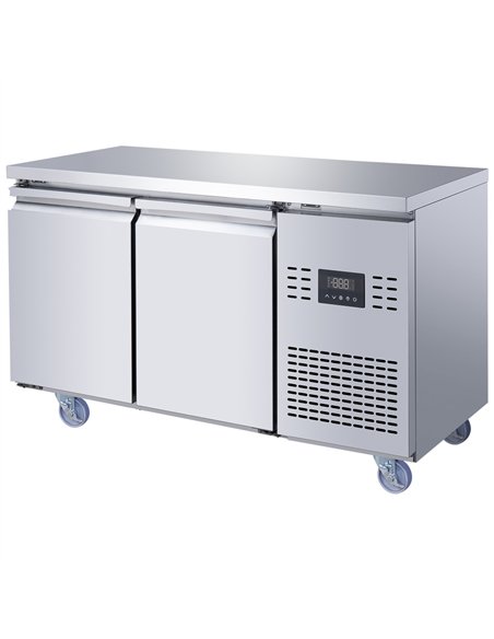 Commercial Refrigerated Counter 2 Door 228L 1349 x 600 x 850mm Fan Assisted Cooling | Stalwart DA-SUP202
