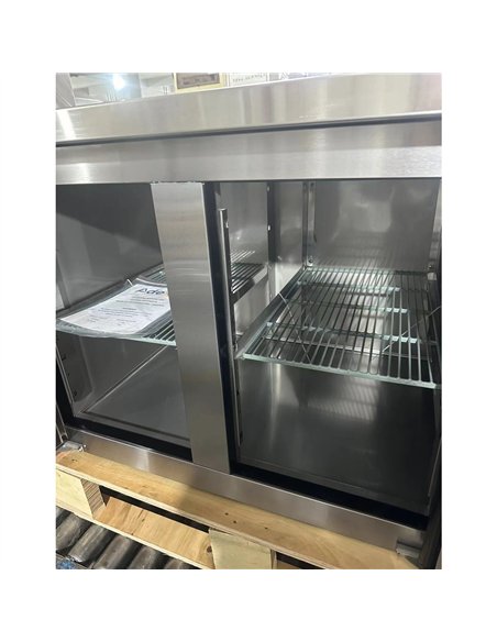 Commercial Refrigerated Counter 2 Door 228L 1349 x 600 x 850mm Fan Assisted Cooling | Stalwart DA-SUP202