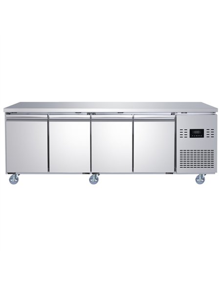 Commercial Refrigerated Counter 4 Door 452L 2239 x 600 x 850mm Fan Assisted Cooling | Stalwart DA-SUP206