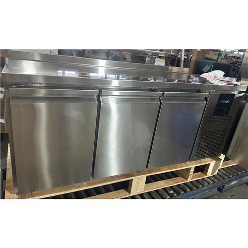 Commercial Refrigerated Counter with Upstand 3 Door 334L 1794 x 600 x 950mm Fan Assisted Cooling | Stalwart DA-SUP210