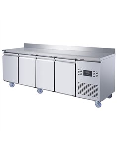 Commercial Refrigerated Counter with Upstand 4 Door 452L 2239 x 600 x 950mm Fan Assisted Cooling | Stalwart DA-SUP212 2