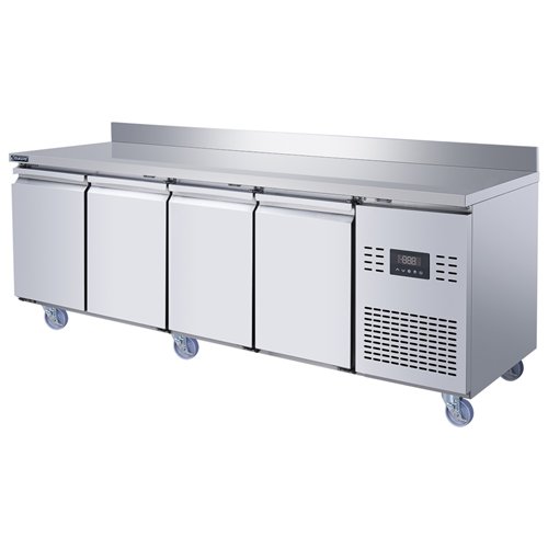 Commercial Refrigerated Counter with Upstand 4 Door 452L 2239 x 600 x 950mm Fan Assisted Cooling | Stalwart DA-SUP212