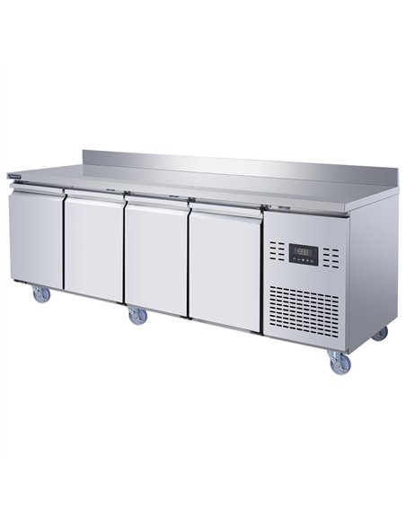 Commercial Refrigerated Counter with Upstand 4 Door 452L 2239 x 600 x 950mm Fan Assisted Cooling | Stalwart DA-SUP212