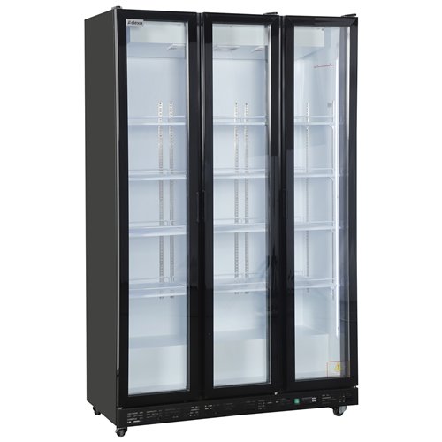 Commercial Upright Display Chiller 795L 3 Glass Door Black 1200 x 580 x 1950mm | Stalwart DA-SC1200