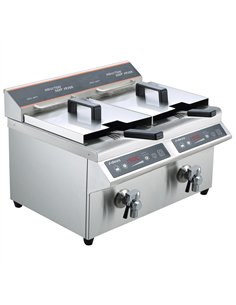Commercial Double Induction Fryer 2 × 8L 6kW Double Tank | Stalwart DA-E350Z8F2