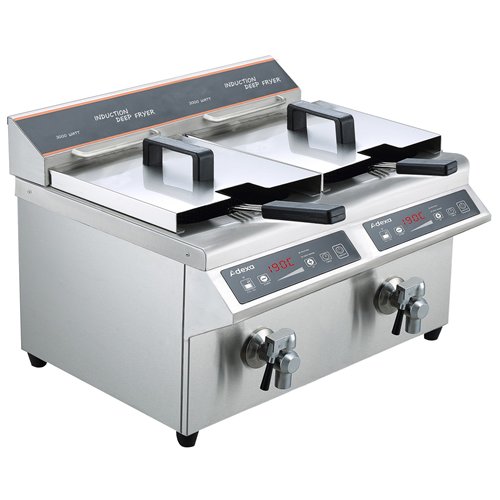 Commercial Double Induction Fryer 2 × 8L 6kW Double Tank | Stalwart DA-E350Z8F2