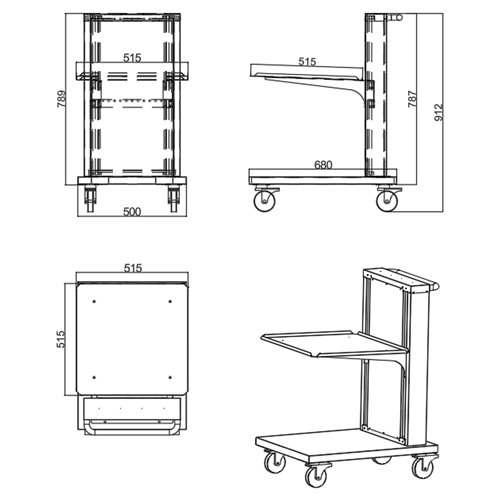 Commercial Cantilever Dishwasher Rack Trolley for 500 × 500mm Racks 6 Rack Capacity Spring Adjustable | Stalwart DA-CLT5050