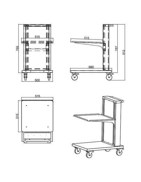 Commercial Cantilever Dishwasher Rack Trolley for 500 × 500mm Racks 6 Rack Capacity Spring Adjustable | Stalwart DA-CLT5050