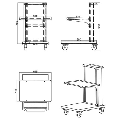 Commercial Cantilever Trolley for 600 × 400mm Euro Boxes &amp Baking Trays Spring Adjustable | Stalwart DA-CLT6040