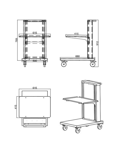 Commercial Cantilever Trolley for 600 × 400mm Euro Boxes &amp Baking Trays Spring Adjustable | Stalwart DA-CLT6040