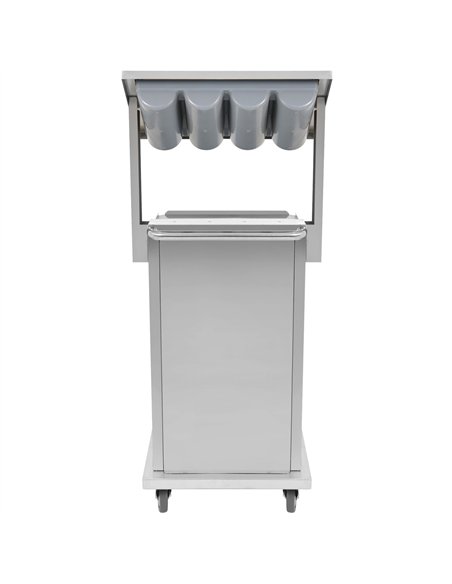 Commercial Spring-Adjustable Cantilever Tray Trolley with Flatware Holder for 460 × 360mm Trays | Stalwart DA-CLT4535FH