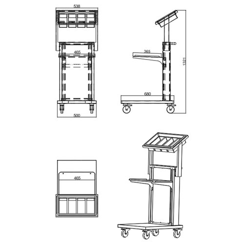 Commercial Spring-Adjustable Cantilever Tray Trolley with Flatware Holder for 460 × 360mm Trays | Stalwart DA-CLT4535FH