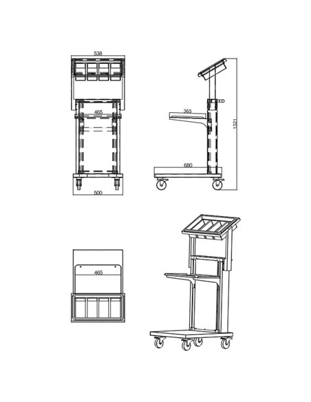 Commercial Spring-Adjustable Cantilever Tray Trolley with Flatware Holder for 460 × 360mm Trays | Stalwart DA-CLT4535FH