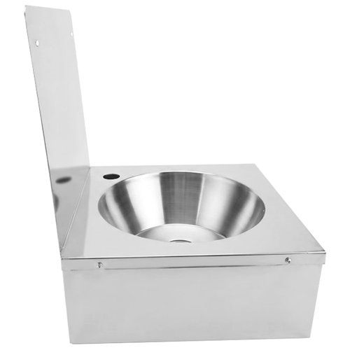 Commercial Wall Mounted Hand Wash Basin with Side Apron &amp 300mm Backsplash 360 × 360mm SS304 | Stalwart DA-WBR30BB