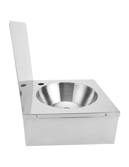 Commercial Wall Mounted Hand Wash Basin with Side Apron &amp 300mm Backsplash 360 × 360mm SS304 | Stalwart DA-WBR30BB