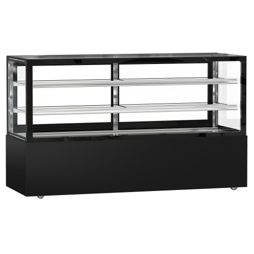 Commercial Cake Display Fridge 890LTR – 2000mm – Double Glazed – 2 Adjustable Shelves – Rear Sliding Doors – Black