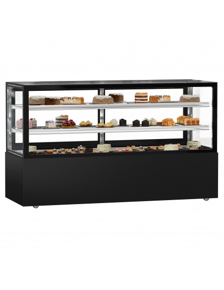 Commercial Cake Display Fridge 890LTR – 2000mm – Double Glazed – 2 Adjustable Shelves – Rear Sliding Doors – Black