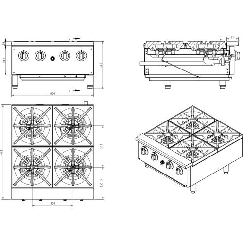 CLEARANCE-4 Burners Gas Hotplate...