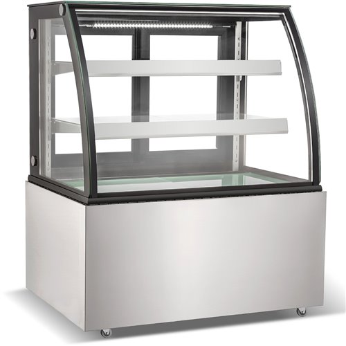 Cake counter Curved front 1000x700x1200mm 2 shelves Stainless steel base LED | DA-GN1000CF2