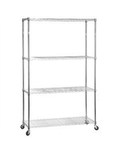 Commercial Mobile Shelving unit 4 tier 1000kg Width 1200mm Depth 450mm Chrome wire | Stalwart DA-CR12045180A4C