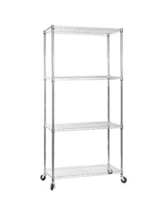 Commercial Mobile Shelving unit 4 tier 1000kg Width 900mm Depth 450mm Chrome wire | Stalwart DA-CR9045180A4C