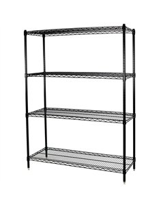 Commercial Shelving Unit 4 Tier 1000kg Width 900mm Depth 350mm Black Wire | Stalwart DA-EB9035180A4C
